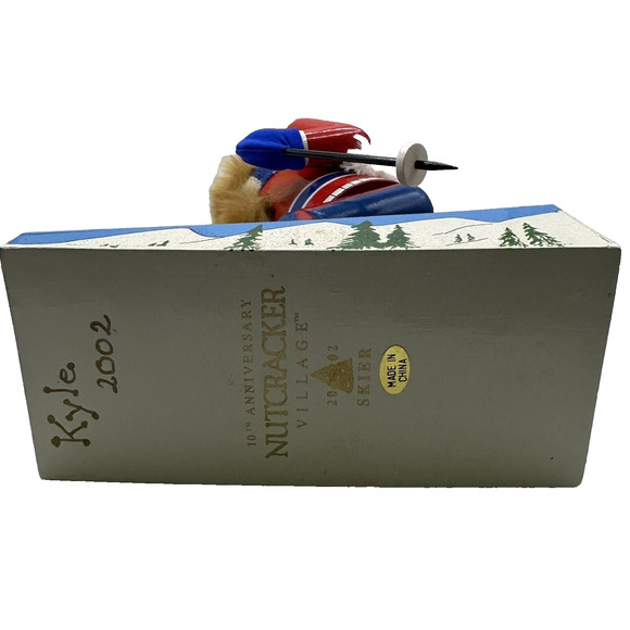 10th Anniversary NUTCRACKER Village 2002 Wooden MALE SKIER - Picture 6 of 9